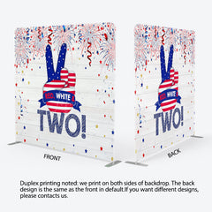 Lofaris Red White And Two Birthday Square Tension Backdrop