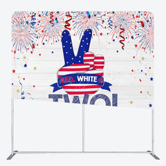 Lofaris Red White And Two Birthday Square Tension Backdrop