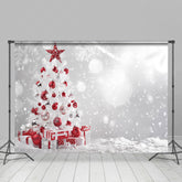 Lofaris Red White Bauble Pine Tree Bokeh Christmas Backdrop