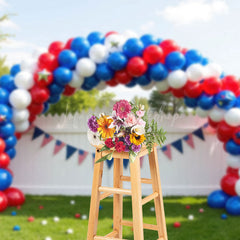 Lofaris Red White Blue Balloons Fence Cake Smash Backdrop
