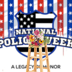 Lofaris Red White Blue Stars National Police Week Backdrop