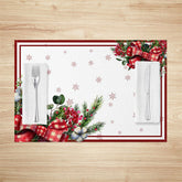 Lofaris Red White Bow Tie Leaf Christmas Set Of 4 Placemats