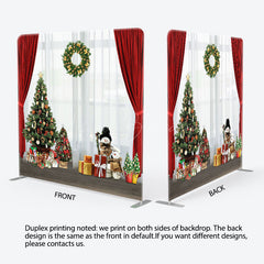 Lofaris Red White Curtain Christmas Tree Square Backdrop