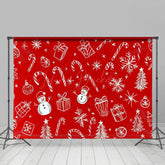 Lofaris Red White Cute Candy Cane Winter Christmas Backdrop