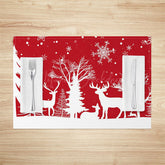 Lofaris Red White Elk Snowy Christmas Set Of 4 Placemats
