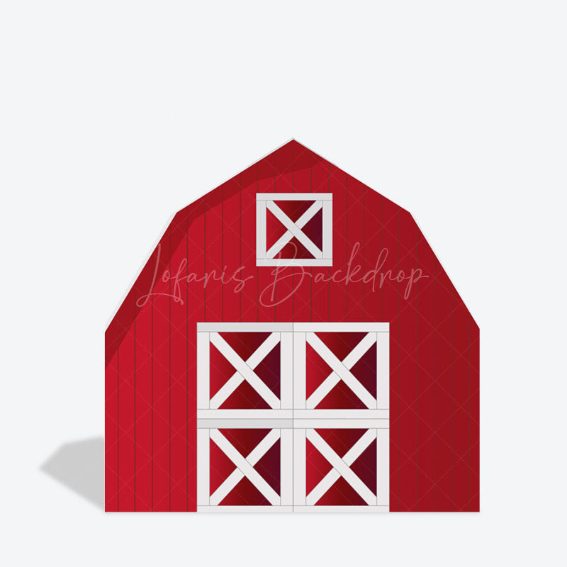 Lofaris Red White Farm Barn Door Arch Party Decor Backdrop