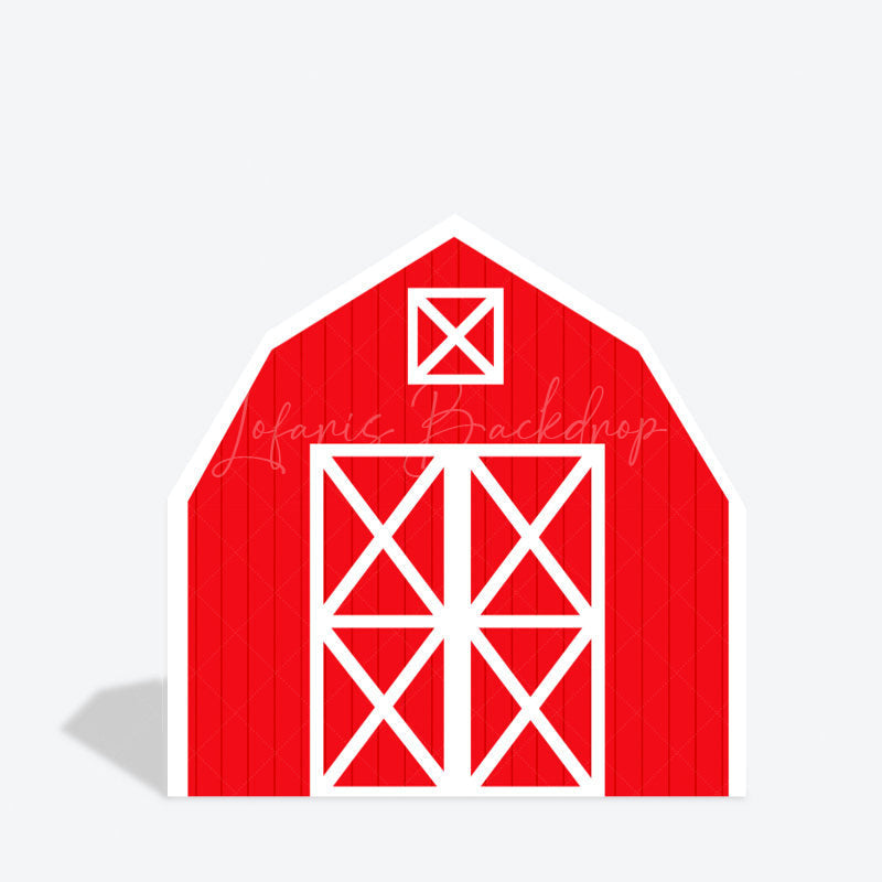 Lofaris Red White Farm House Barn Door Arch Birthday Backdrop