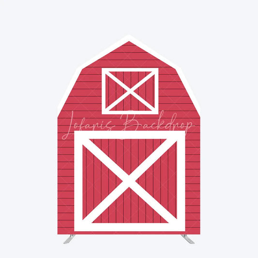 Lofaris Red White Farm House Barn Door Arch Party Backdrop