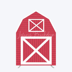 Lofaris Red White Farm House Barn Door Arch Party Backdrop