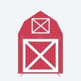 Lofaris Red White Farm House Barn Door Arch Party Backdrop