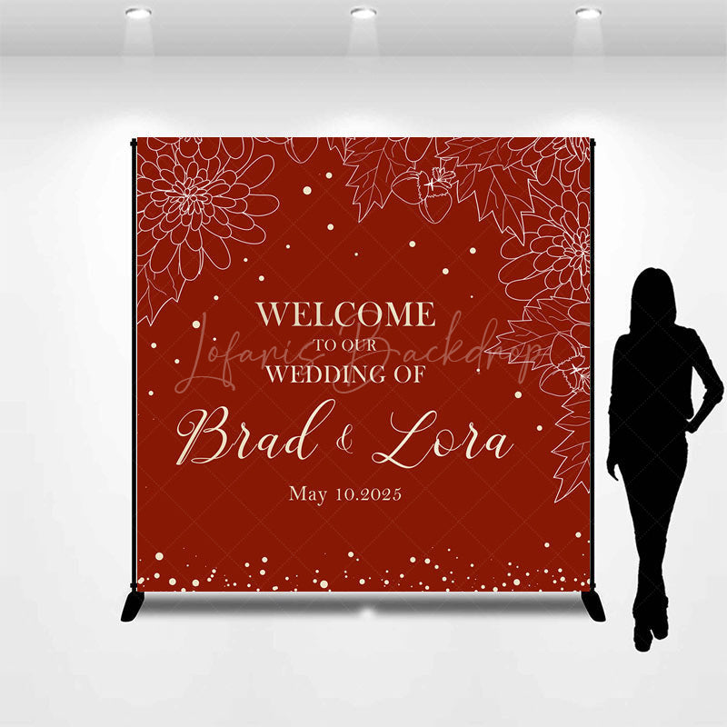 Lofaris Red White Floral Custom Name Bridal Shower Backdrop