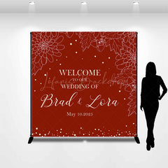 Lofaris Red White Floral Custom Name Bridal Shower Backdrop
