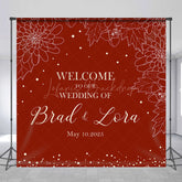 Lofaris Red White Floral Custom Name Bridal Shower Backdrop
