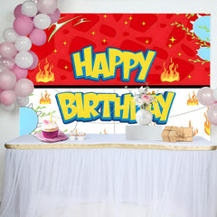 Lofaris Red White Genius Paw Leaves Happy Birthday Backdrop