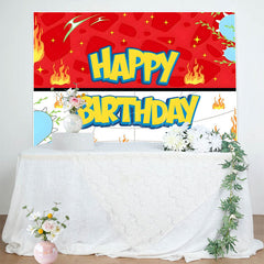 Lofaris Red White Genius Paw Leaves Happy Birthday Backdrop