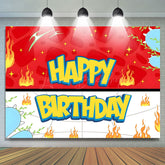 Lofaris Red White Genius Paw Leaves Happy Birthday Backdrop