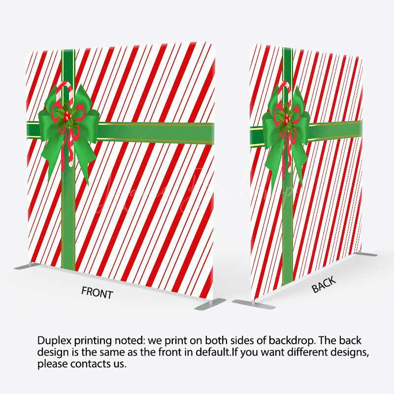 Lofaris Red White Green Gift Box Xmas Pillow Case Backdrop
