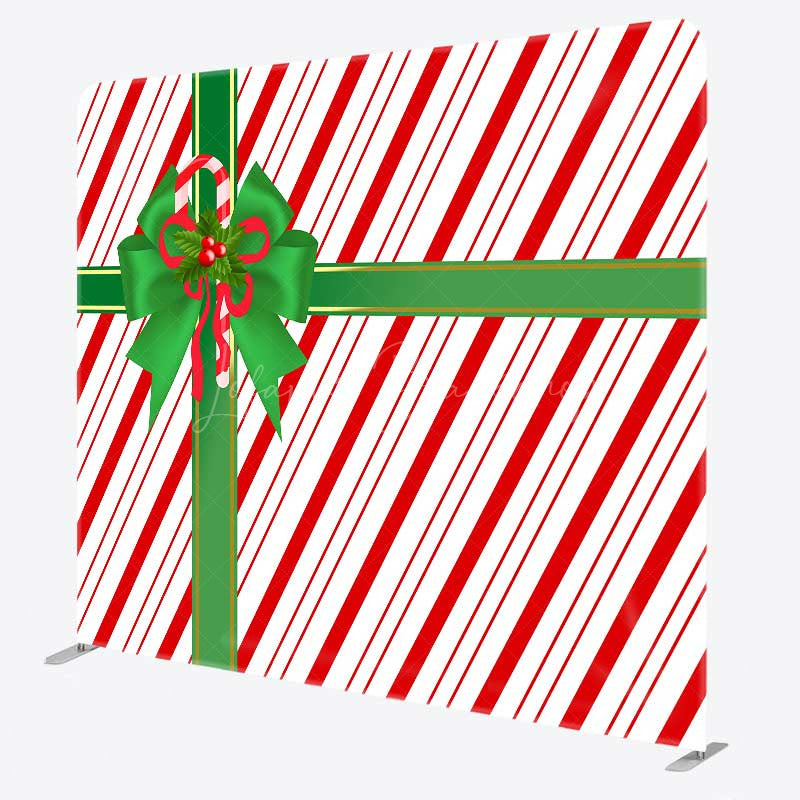 Lofaris Red White Green Gift Box Xmas Pillow Case Backdrop