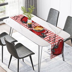 Lofaris Red White Plaid Heart Be My Valentine Table Runner