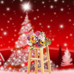 Lofaris Red White Snow Christmas Tree Xmas Party Backdrop