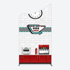 Lofaris Red White Soda Shop Clock Birthday Arch Backdrop