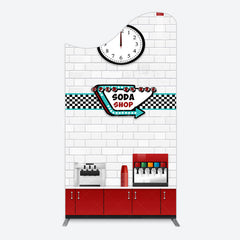 Lofaris Red White Soda Shop Clock Birthday Arch Backdrop
