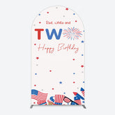 Lofaris Red White Two Happy Birthday Holiday Arch Backdrop