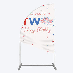 Lofaris Red White Two Happy Birthday Holiday Half Moon Arch Backdrop