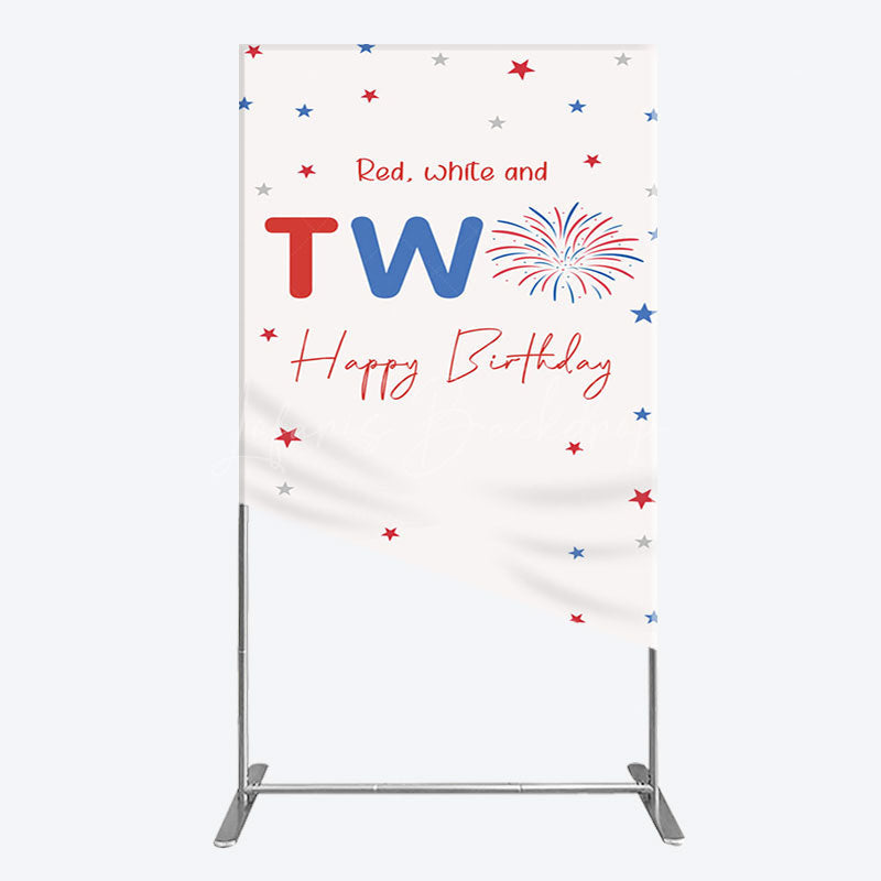 Lofaris Red White Two Happy Birthday Holiday Rectangle Backdrop