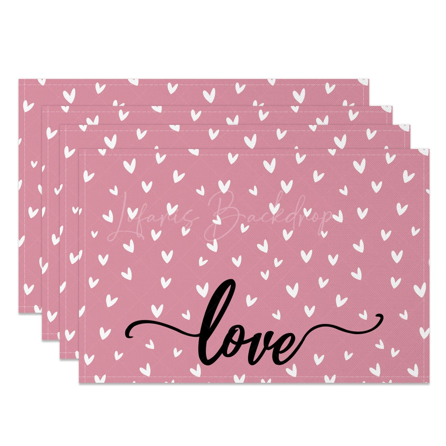 Lofaris Red White Valentines Hearts Pink Set Of 4 Placemats