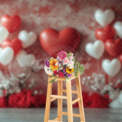 Lofaris Red White Wall Romantic Balloon Boho Floral Backdrop