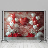 Lofaris Red White Wall Romantic Balloon Boho Floral Backdrop