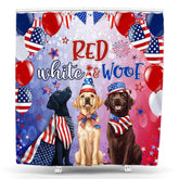 Lofaris Red White Woof Dogs Independence Day Shower Curtain