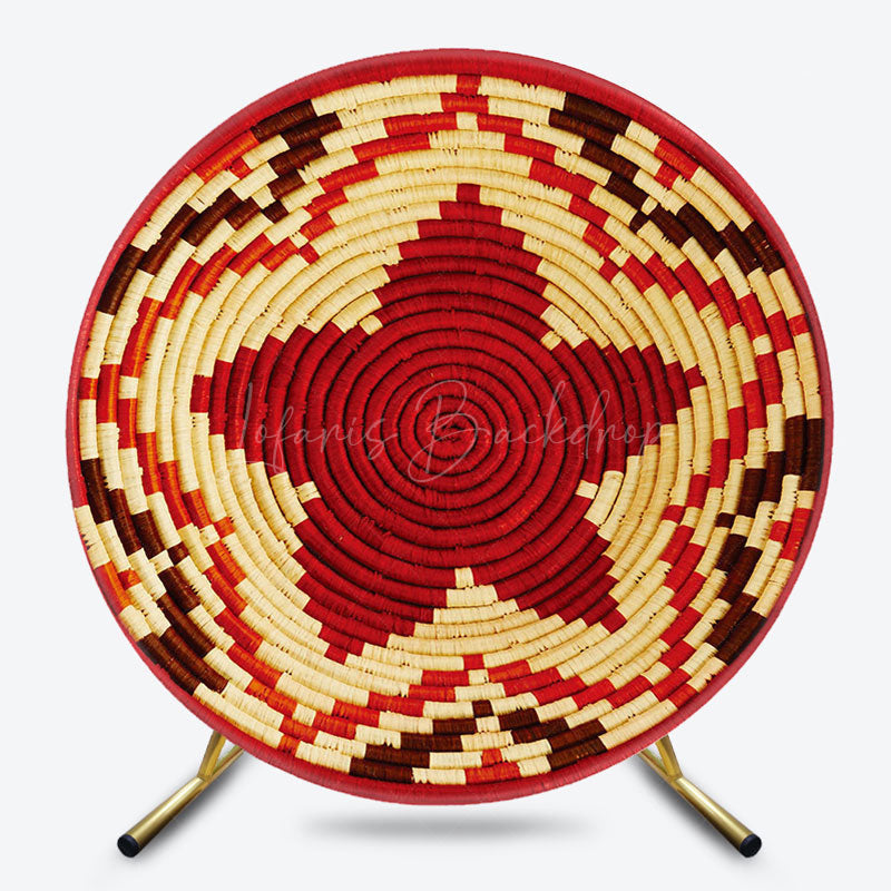 Lofaris Red Wicker Weave Floral Round Ethiopian Backdrop