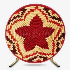 Lofaris Red Wicker Weave Floral Round Ethiopian Backdrop