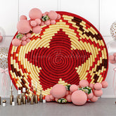 Lofaris Red Wicker Weave Floral Round Ethiopian Backdrop