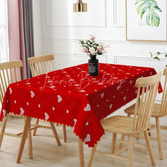 Lofaris Red with White Scribble Heart Rectangle Tablecloth Cute Minimalist Love Pattern Valentine Anniversary Dining Decor