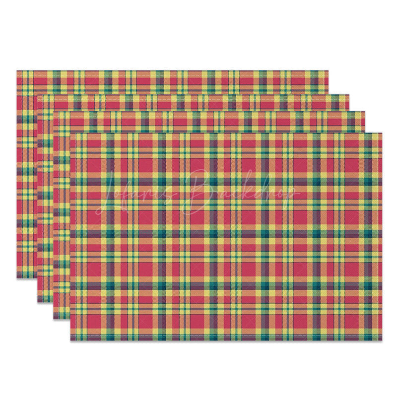 Lofaris Red Yellow And Blue Grids Simple Set of 4 Placemats