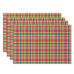 Lofaris Red Yellow And Blue Grids Simple Set of 4 Placemats