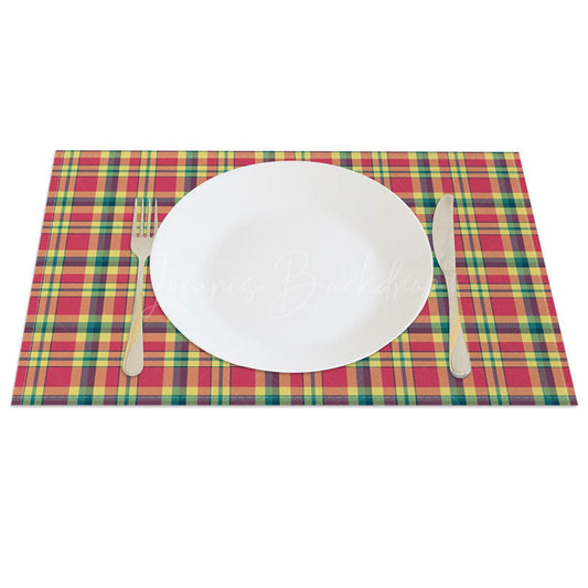 Lofaris Red Yellow And Blue Grids Simple Set of 4 Placemats