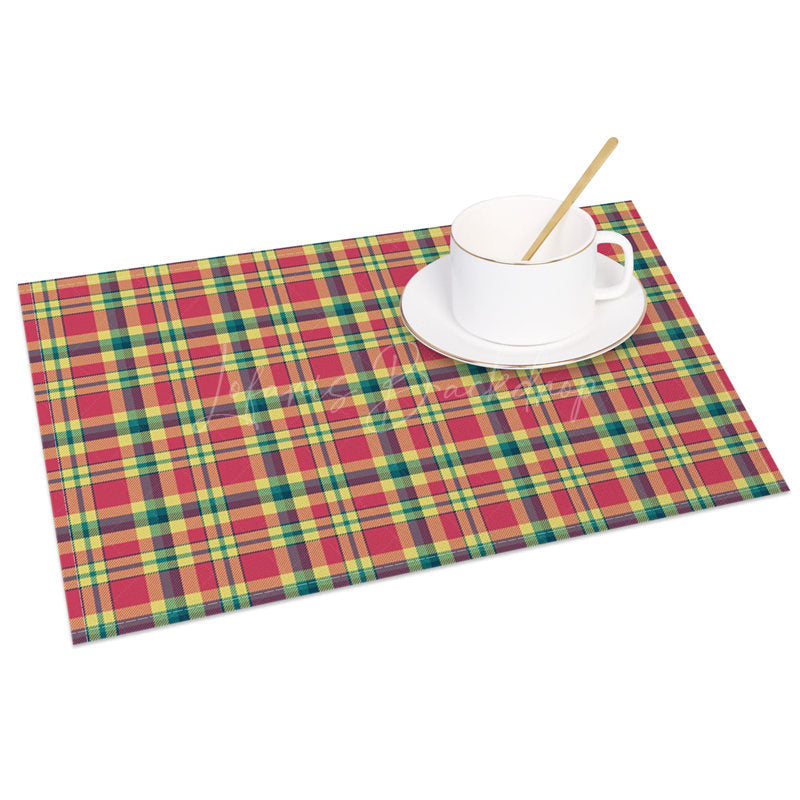 Lofaris Red Yellow And Blue Grids Simple Set of 4 Placemats