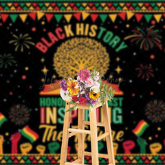 Lofaris Red Yellow Green Flag Black History Month Backdrop