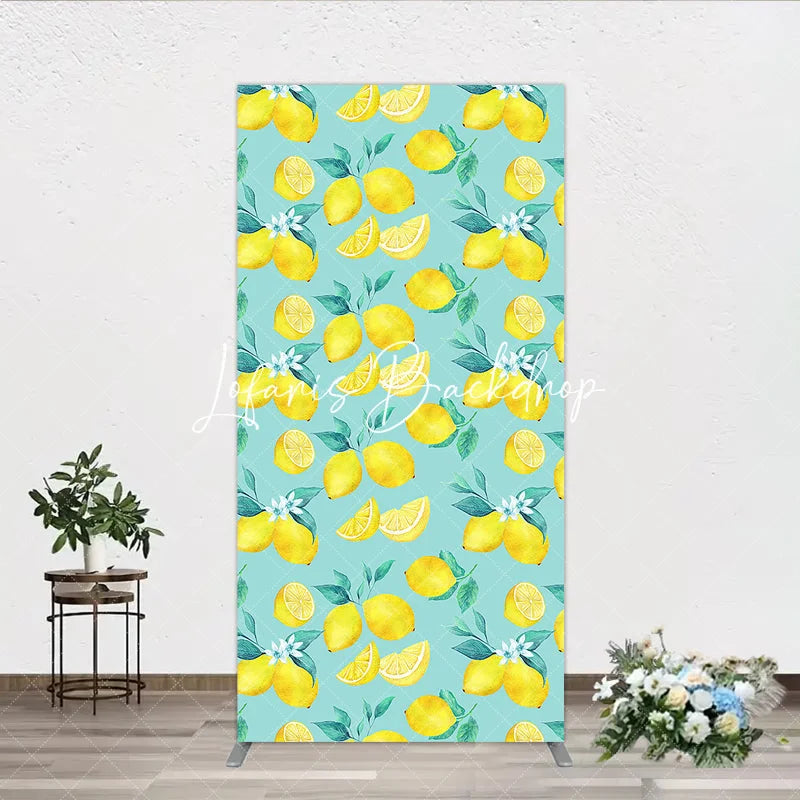 Lofaris Refreshing Watercolor Lemon and Slices Rectangle Arch Backdrop with Green Leaves Fresh Citrus Summer Party Decor