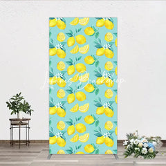 Lofaris Refreshing Watercolor Lemon and Slices Rectangle Arch Backdrop with Green Leaves Fresh Citrus Summer Party Decor