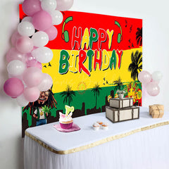 Lofaris Reggae Festival Palm Trees Happy Birthday Backdrop