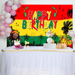 Lofaris Reggae Festival Palm Trees Happy Birthday Backdrop