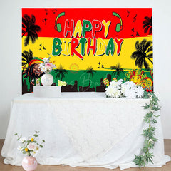 Lofaris Reggae Festival Palm Trees Happy Birthday Backdrop