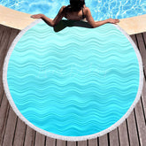 Lofaris Regular Sea Waves Pattern Summer Round Beach Towel