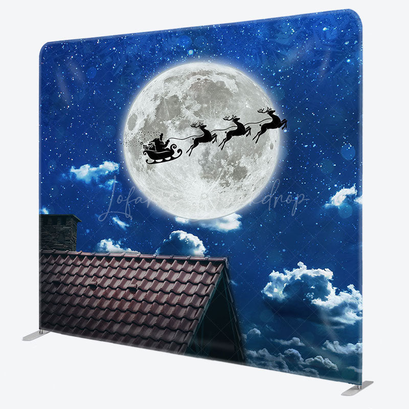 Lofaris Reindeer Sleigh Santa Moon Roof Pillow Case Backdrop