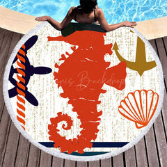 Lofaris Relax Poolside Scene Marine Life Round Beach Towel